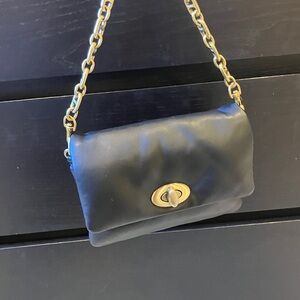 Black Leather Pillow Mini Shoulder Bag